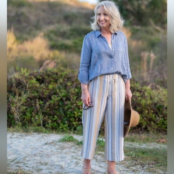 NWT,J.Jill, Absolutely Gorgeous, Slimming Vertical Stripes, Beach Capsule Pants - Picture 5 of 13